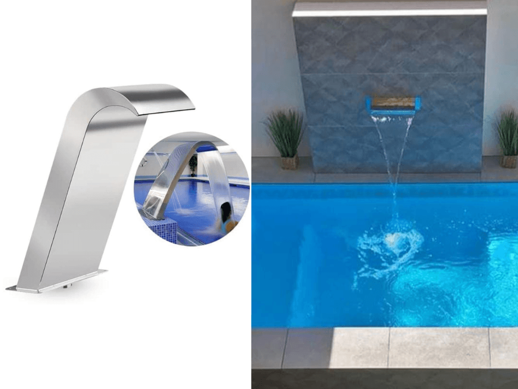 Elegant waterfall feature for poolside ambiance and relaxation